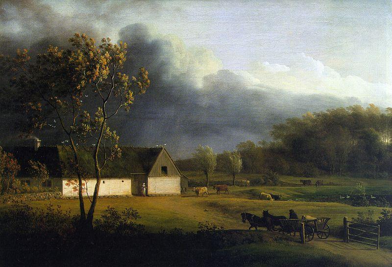 Jens Juel A Storm Brewing Behind a Farmhouse in Zealand oil painting image